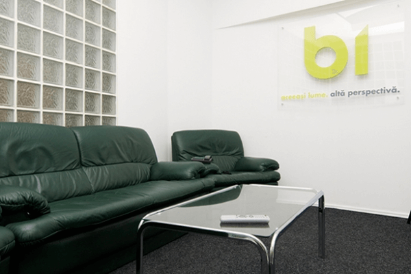 B1 TV office branding indoors