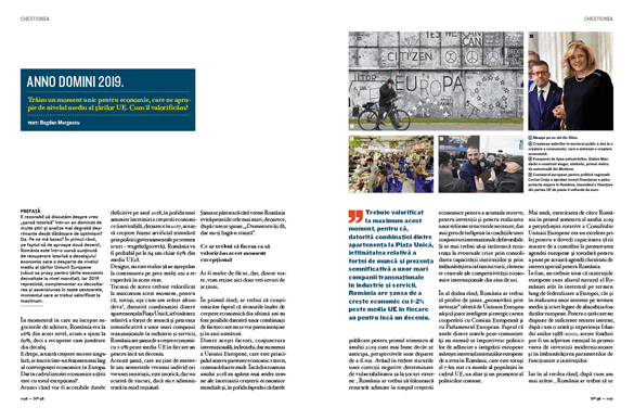 Cronicile Curs de Guvernare magazine, spread Anno Domini 2019 in Chestiunea section