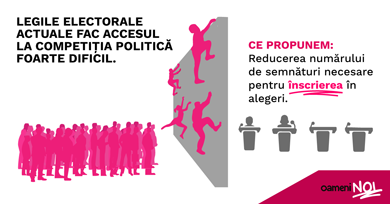 Web banner illustrated with the initiative's proposed amendment to the electoral law: reducing the number of signatures for the registration of the cnadidates